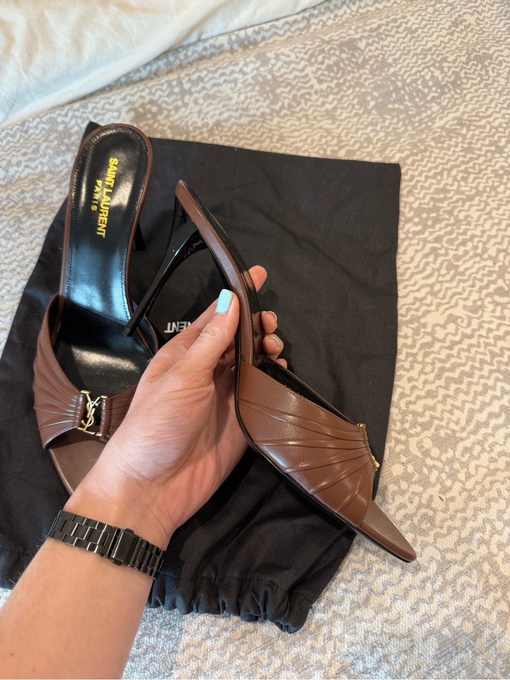 Brand new Saint Laurent Brown Babylone Mule - Picture 3 of 6